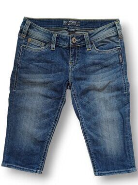 Silver Jeans November Capri Jeans Shorts Lowrise Dark Wash Juniors Size 27